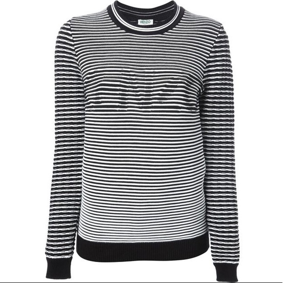 Kenzo Black and White Striped Knit Sweater - Picture 2 of 8